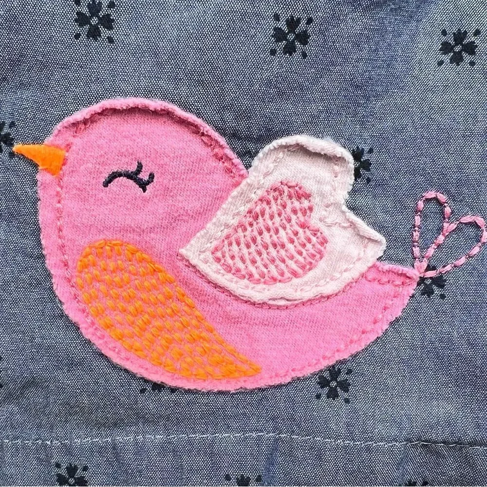 Carter’s Just One You Girls Flutter Sleeve Bird Embroidered Dress. 18 Months.